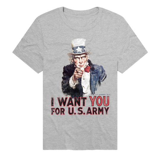 I Want You U.S Army Adult Unisex T Shirt Heather Grey