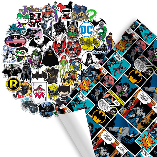 Batman Holiday Gift Wrap + Stickers Bundle