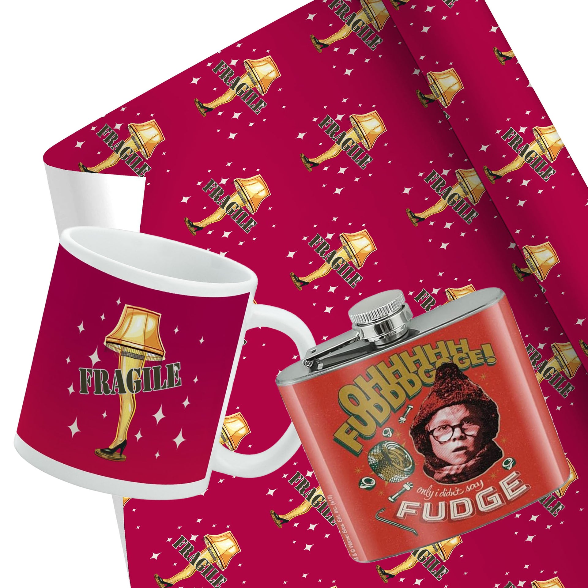 A Christmas Story Holiday Bundle | Gift Wrap, Flask, and Ceramic Mug   Popfunk