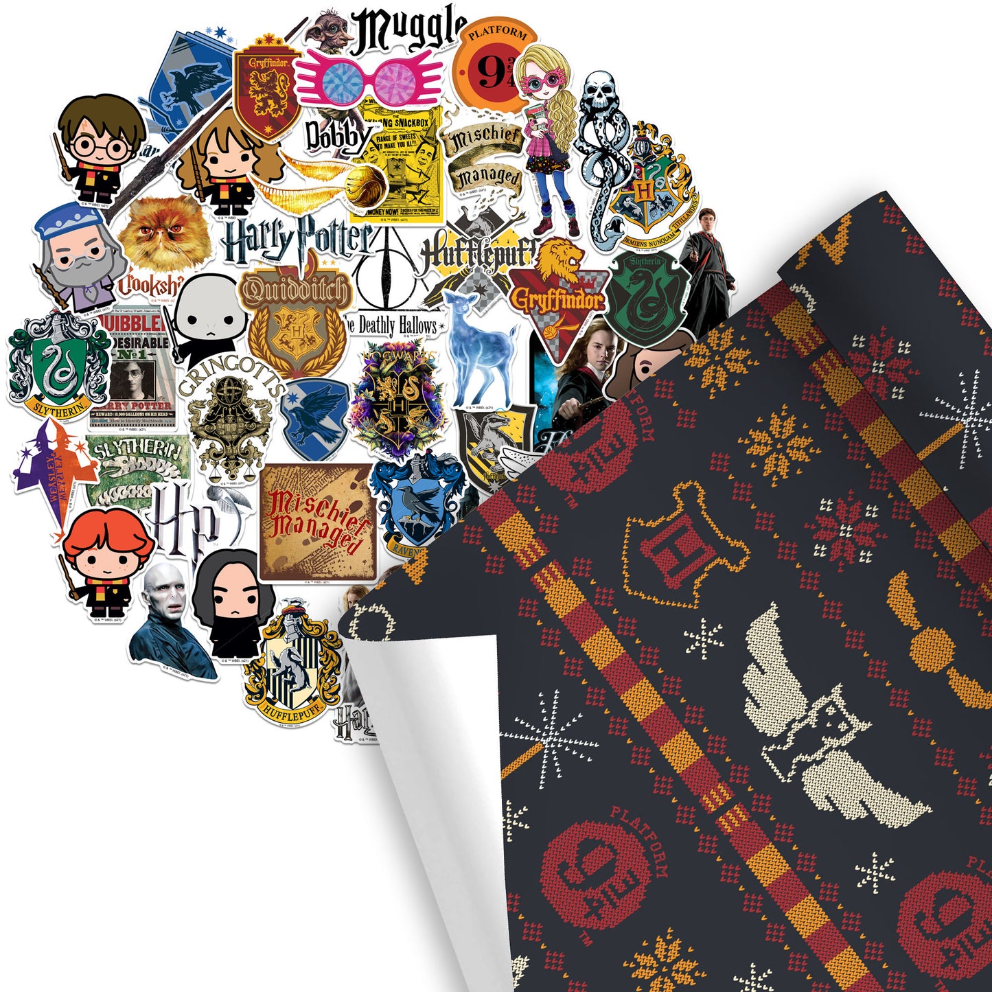 Harry Potter Holiday Gift Wrap + Stickers Bundles