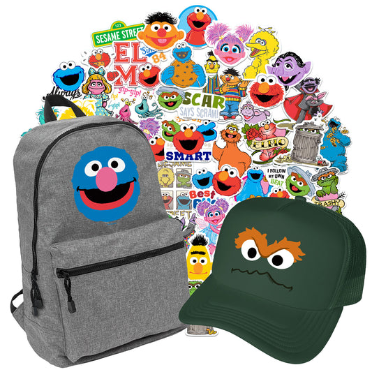 Sesame Street Holiday Gift Bundle | Backpack + Trucker Hat + Sticker Pack