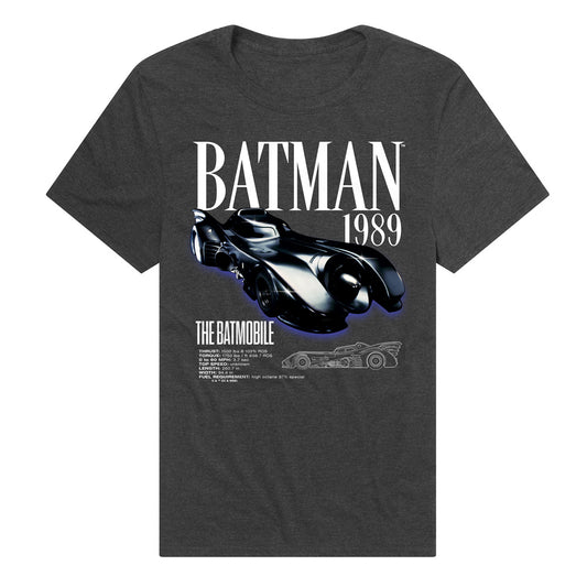 Batman 1989 Batmobile Schematic Adult Unisex T Shirt Black