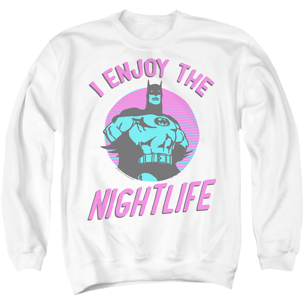 I Enjoy the Nighlife Batman Crewneck Sweatshirt White