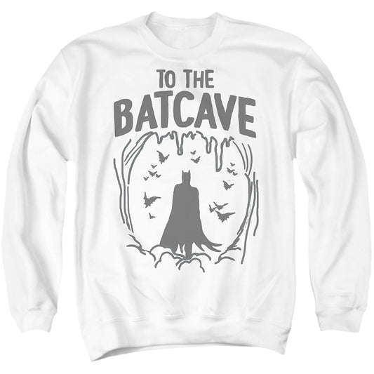 To The Batcave Batman Crewneck Sweatshirt White