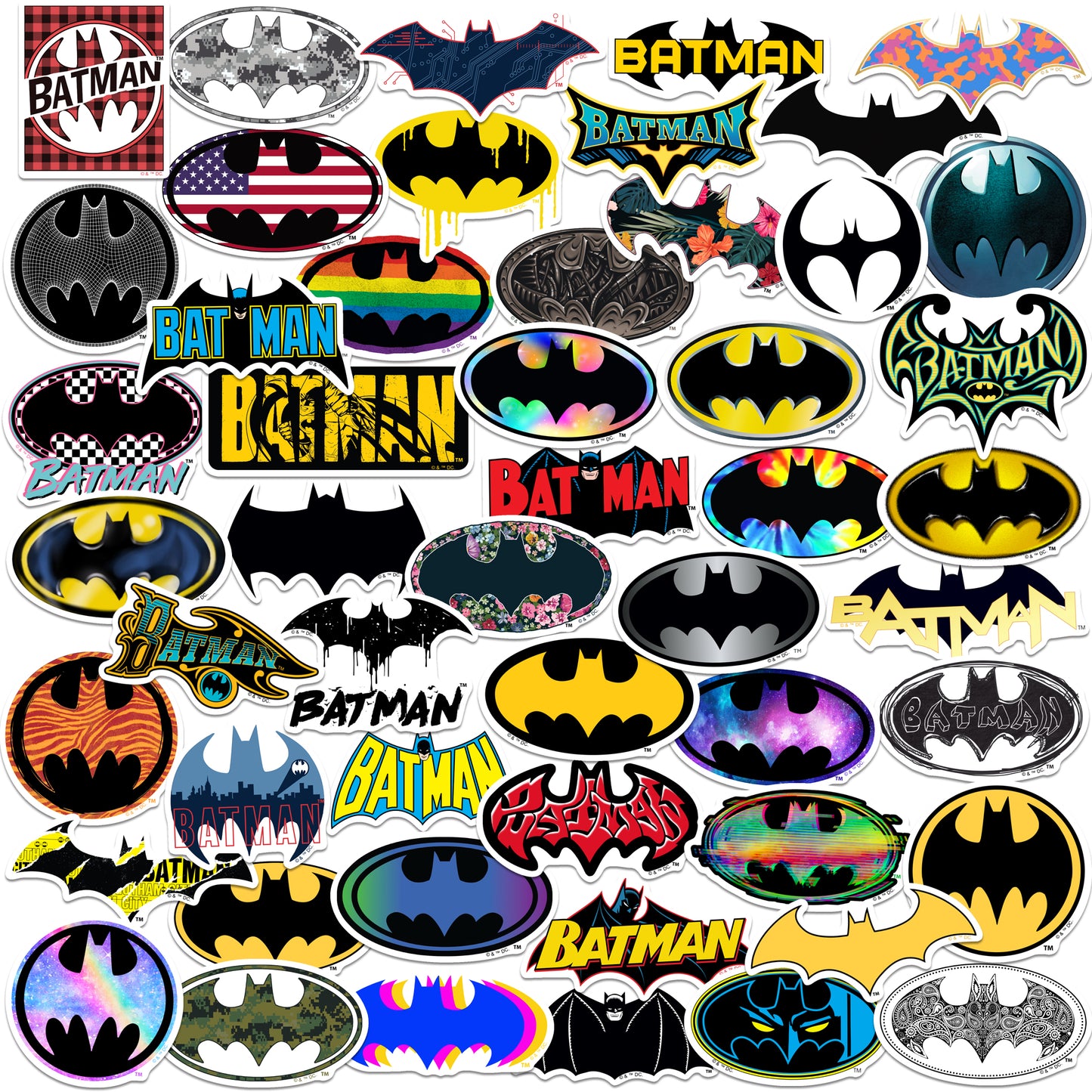 Batman Logos Vinyl Stickers 50-Pack