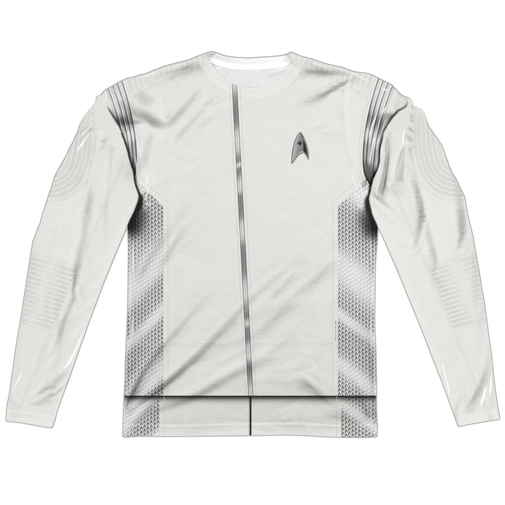 Stark Trek: Discovery Medical Uniform White Long Sleeve Double-Sided Sublimated Costume Adult T Shirt