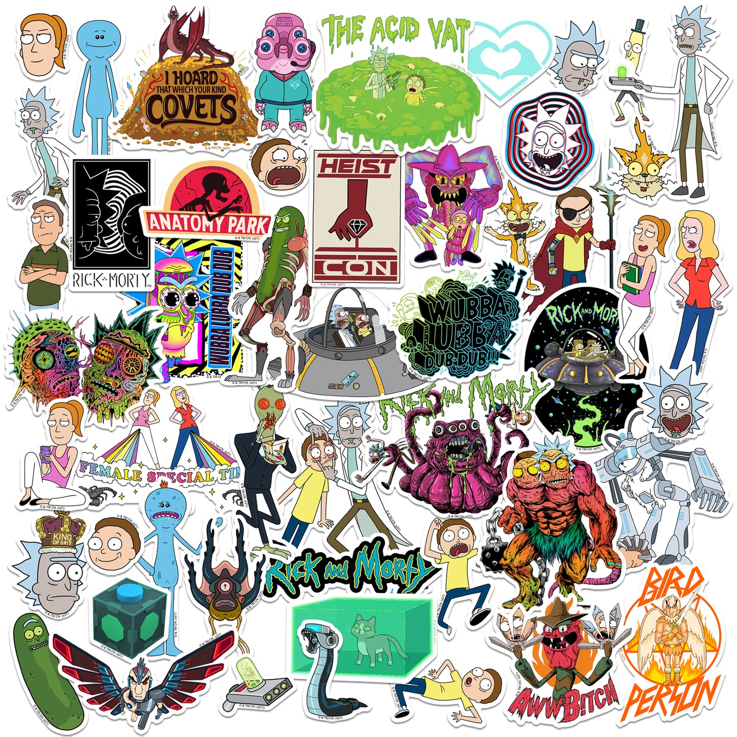 Rick and Morty Vinyl Stickers 50-Pack