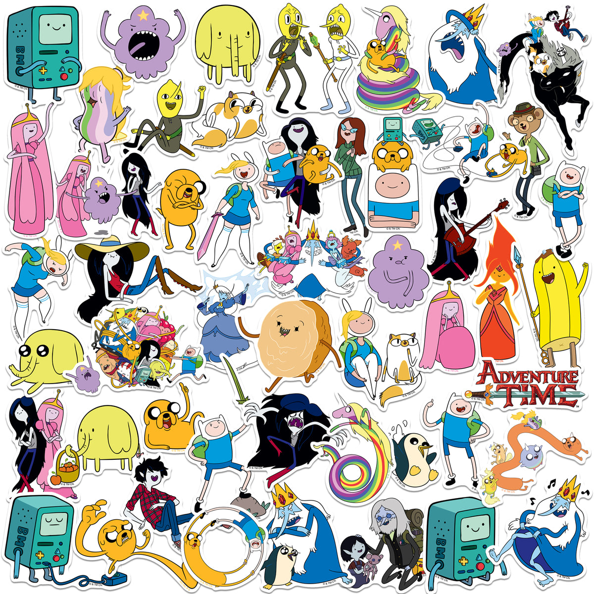 Time Cartoon Sticker Adventure Time 50-Pack - Vinyl Stickers - Popfunk