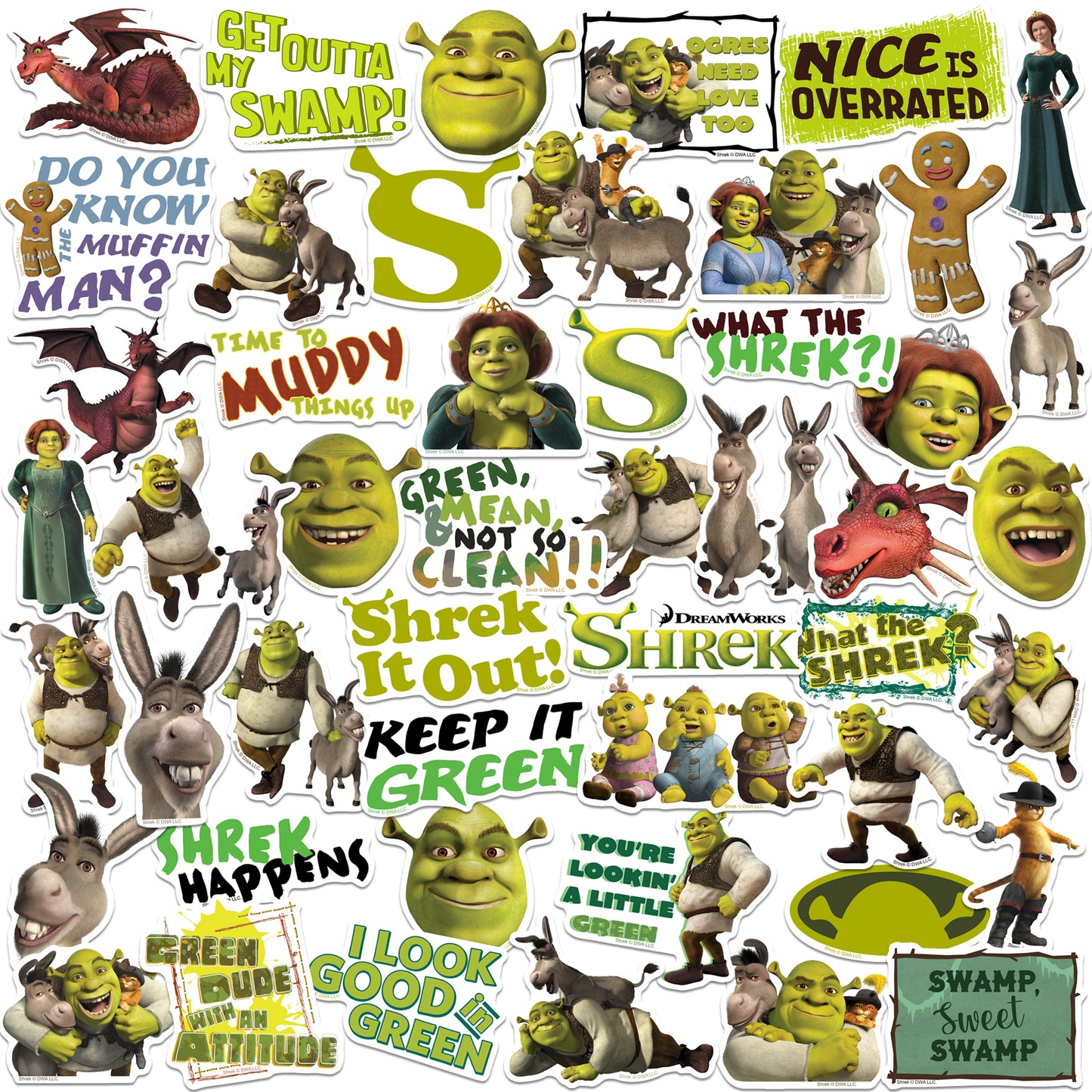 Shrek Vinyl Stickers 50-Pack