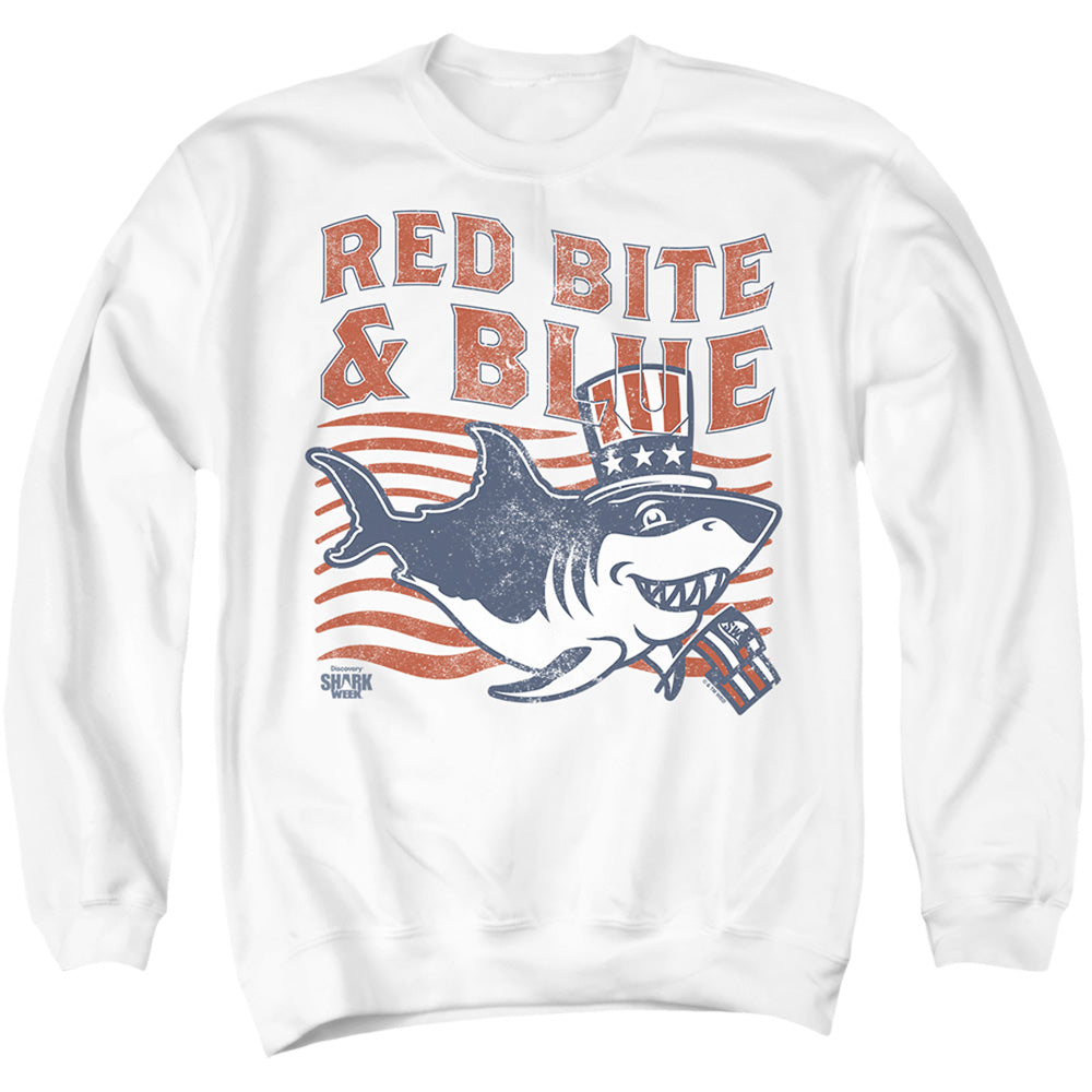 Shark Week President Shark Adult Crewneck Sweatshirt White