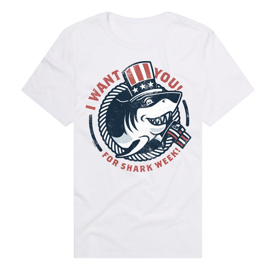 I Want You Shark Week Adult Unisex T Shirt White