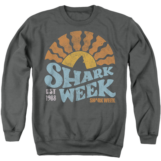 Shark Week Lino Sunset Adult Crewneck Sweatshirt Charcoal
