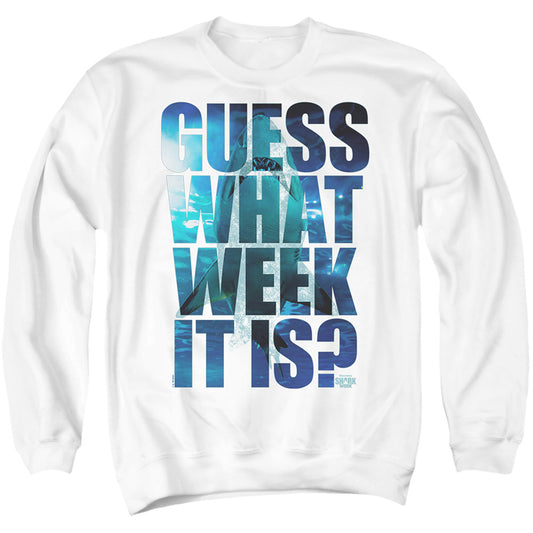 Shark Week Guess What Week It Is Adult Crewneck Sweatshirt White