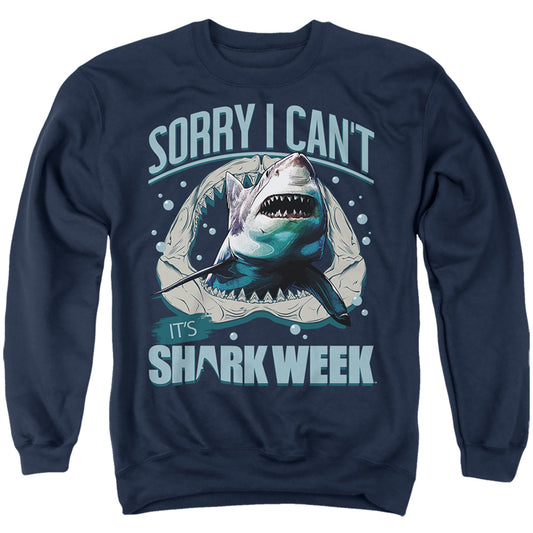 Shark Week Sorry I Can't Adult Crewneck Sweatshirt Navy