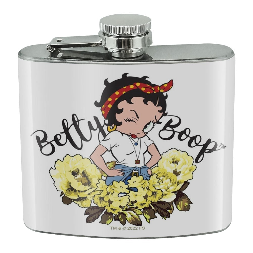 Betty Boop Sassy Flowers Stainless Steel 5oz Hip Drink Kidney Flask