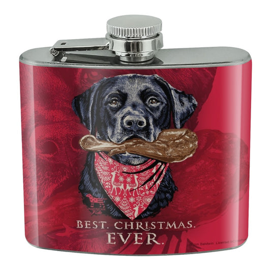 Best Christmas Ever Lab Dog Turkey Leg Stainless Steel 5oz Hip Drink Kidney Flask