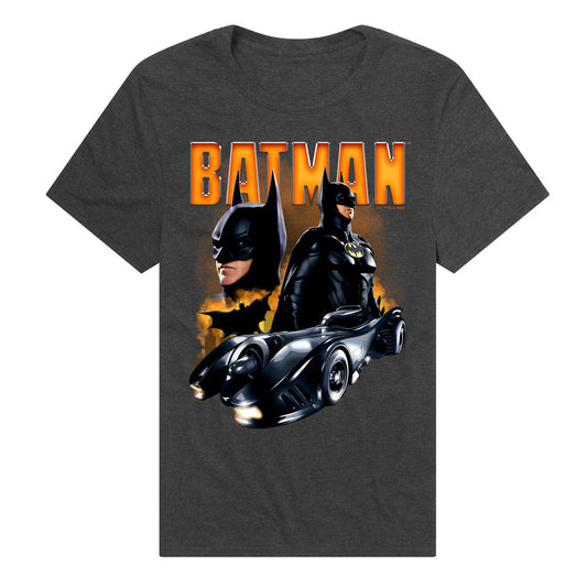 Batmobile and Batman Adult Unisex T Shirt Black