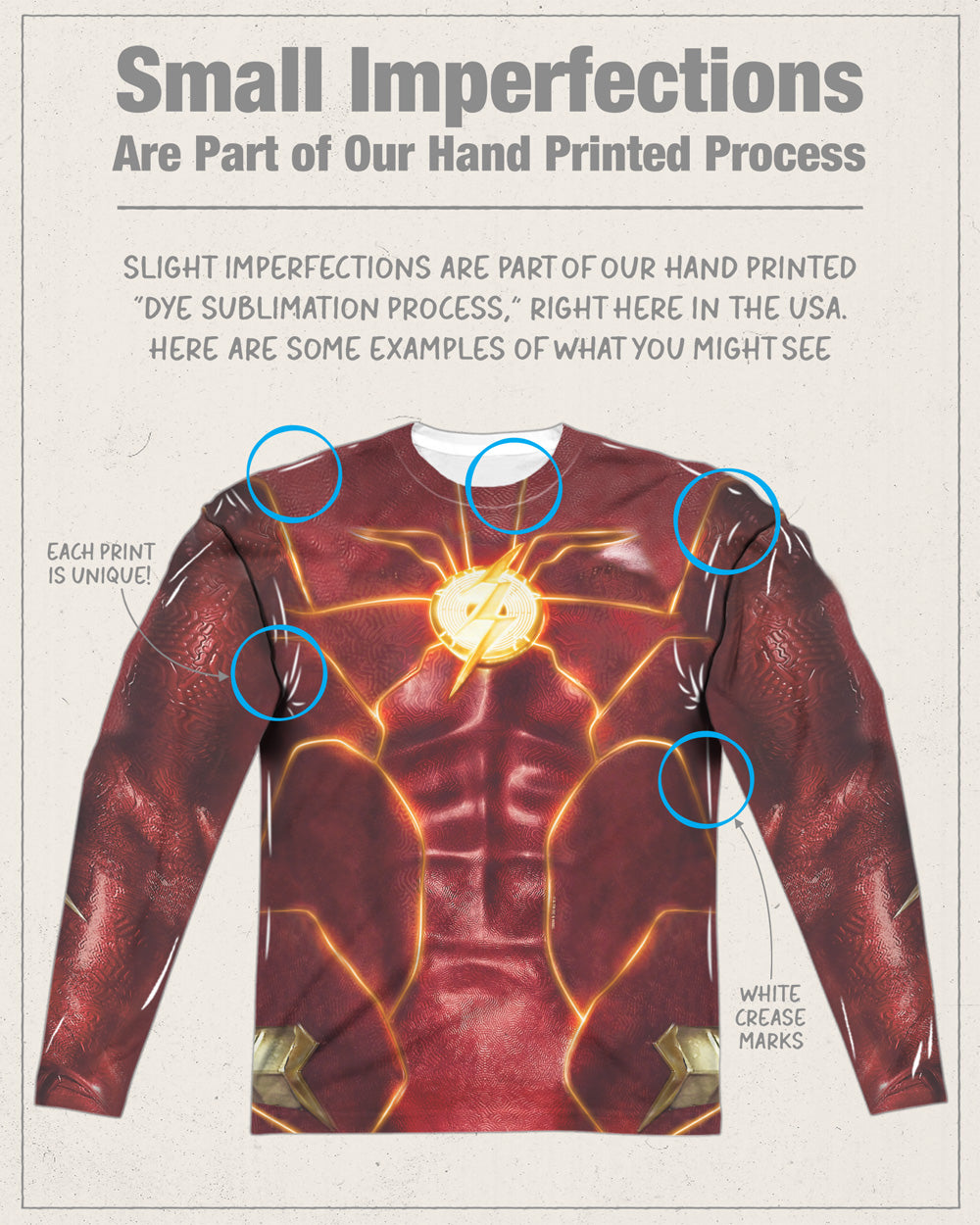 The Flash 2023 Movie Uniform Long Sleeve Double-Sided Sublimated Costume Adult T Shirt