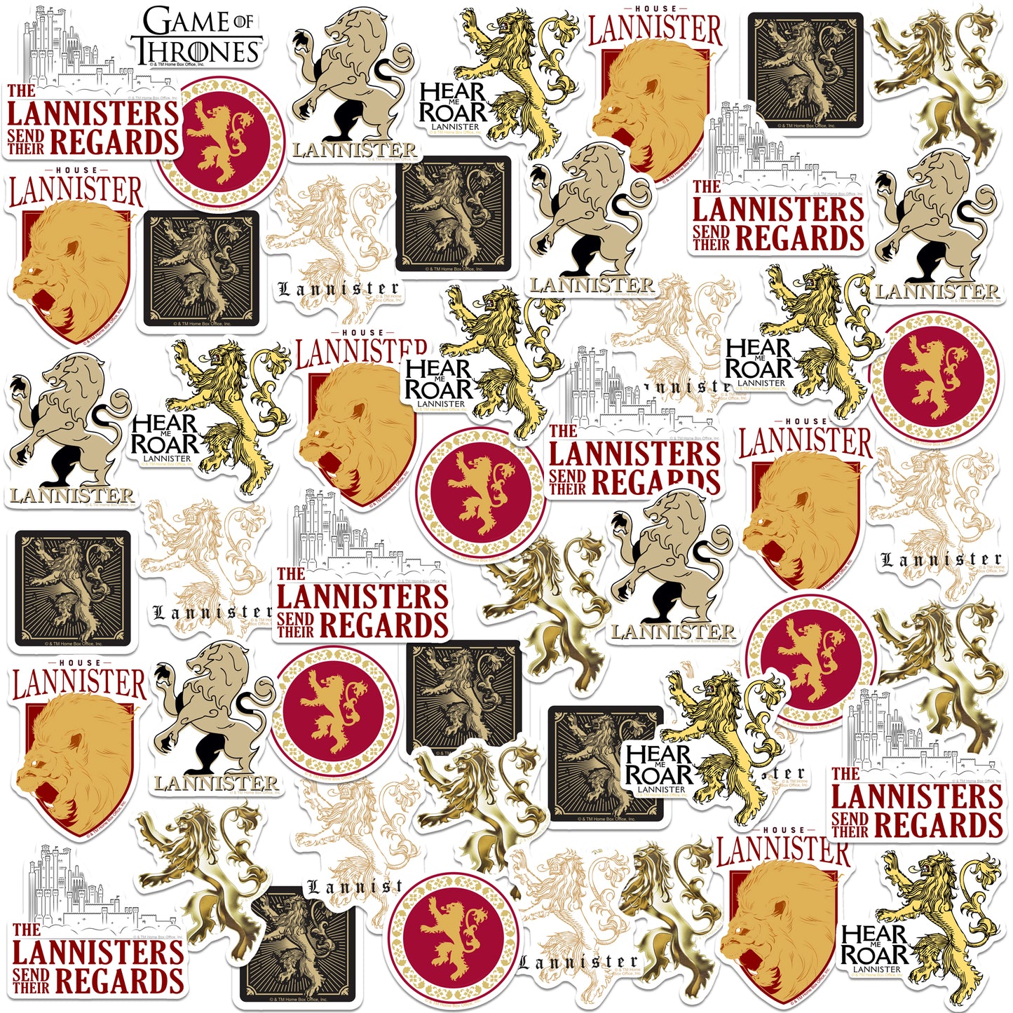 House Lannister Vinyl Stickers 50-Pack