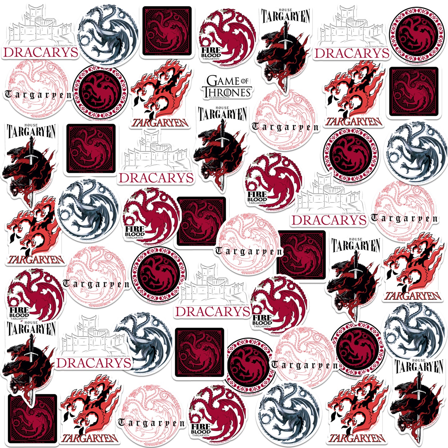 House Targaryen Vinyl Stickers 50-Pack