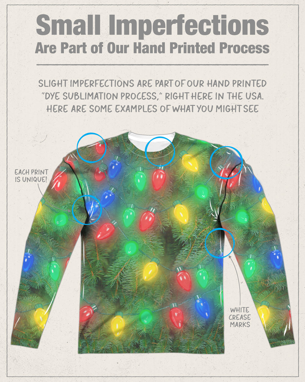 Christmas Tree Long Sleeve Double-Sided Sublimated Costume Adult T Shirt