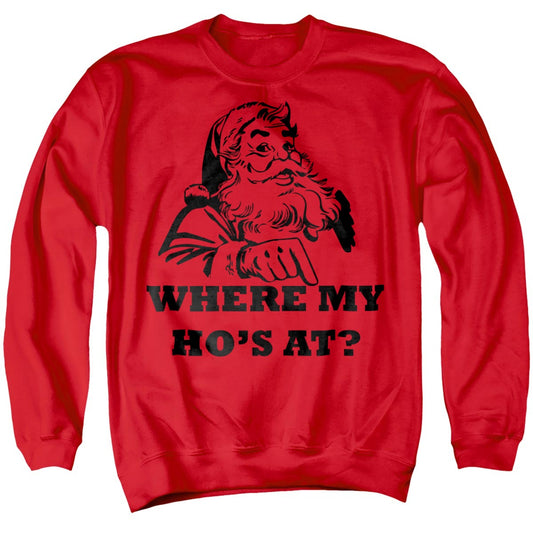 Where My Ho's At? Christmas Adult Hoodie and Crewneck Sweatshirt Red