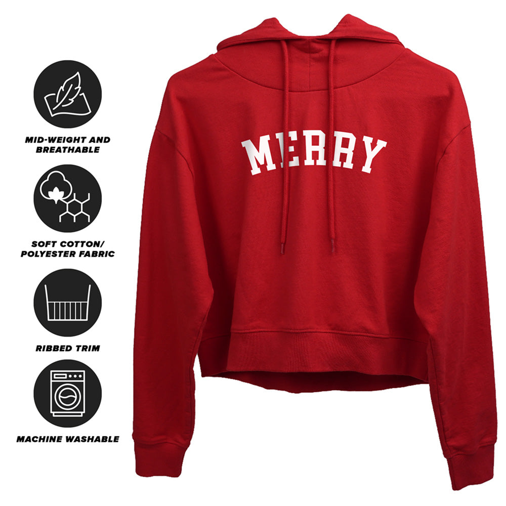 Merry Adult Women's Sweatshirt and Cropped Hoodie Red