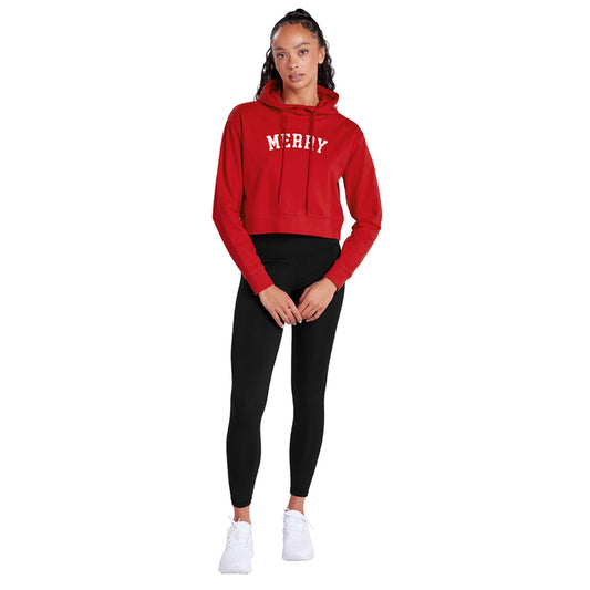 Merry Adult Women's Sweatshirt and Cropped Hoodie Red