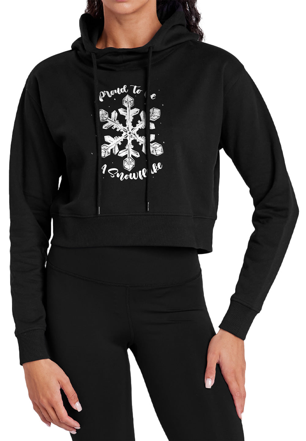 Proud to Be a Snowflake Christmas Women's Sweatshirt and Cropped Hoodie Black