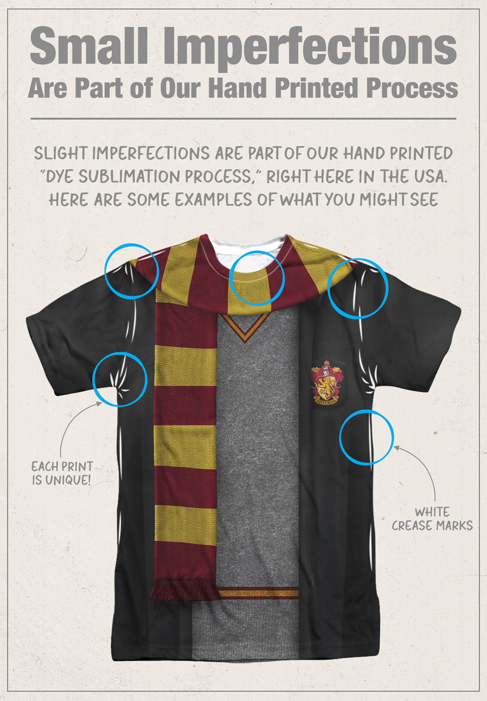 Harry Potter Gryffindor Block Scarf Double-Sided Sublimated Costume Adult T Shirt