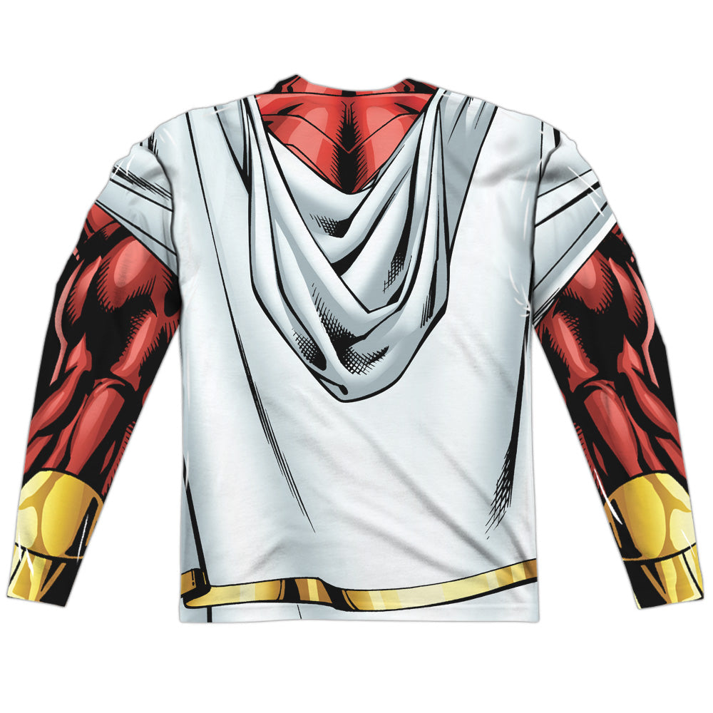 Shazam Justice League Uniform Long Sleeve Double-Sided Sublimated Costume Adult T Shirt