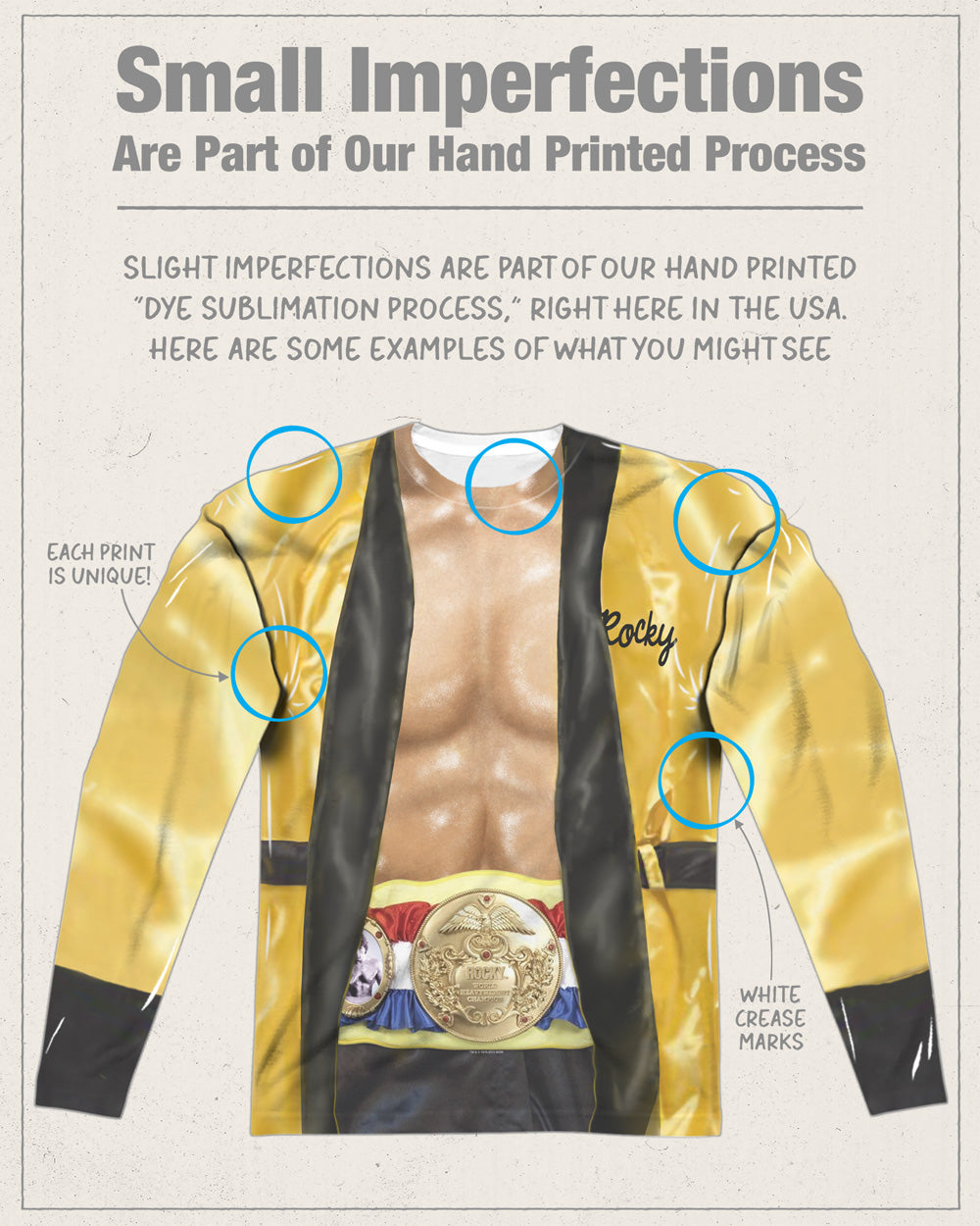 Rocky Yellow Robe Long Sleeve Double-Sided Sublimated Costume Adult T Shirt