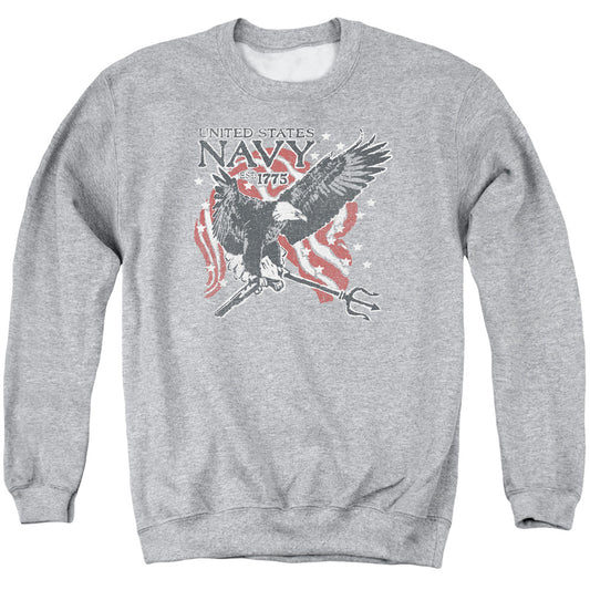 U.S Navy Trident Adult Crewneck Sweatshirt Heather Grey