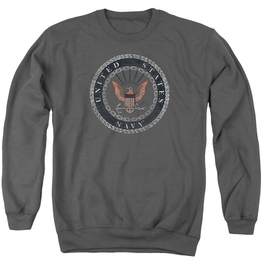 U.S Navy Rough Emblem Adult Crewneck Sweatshirt Charcoal