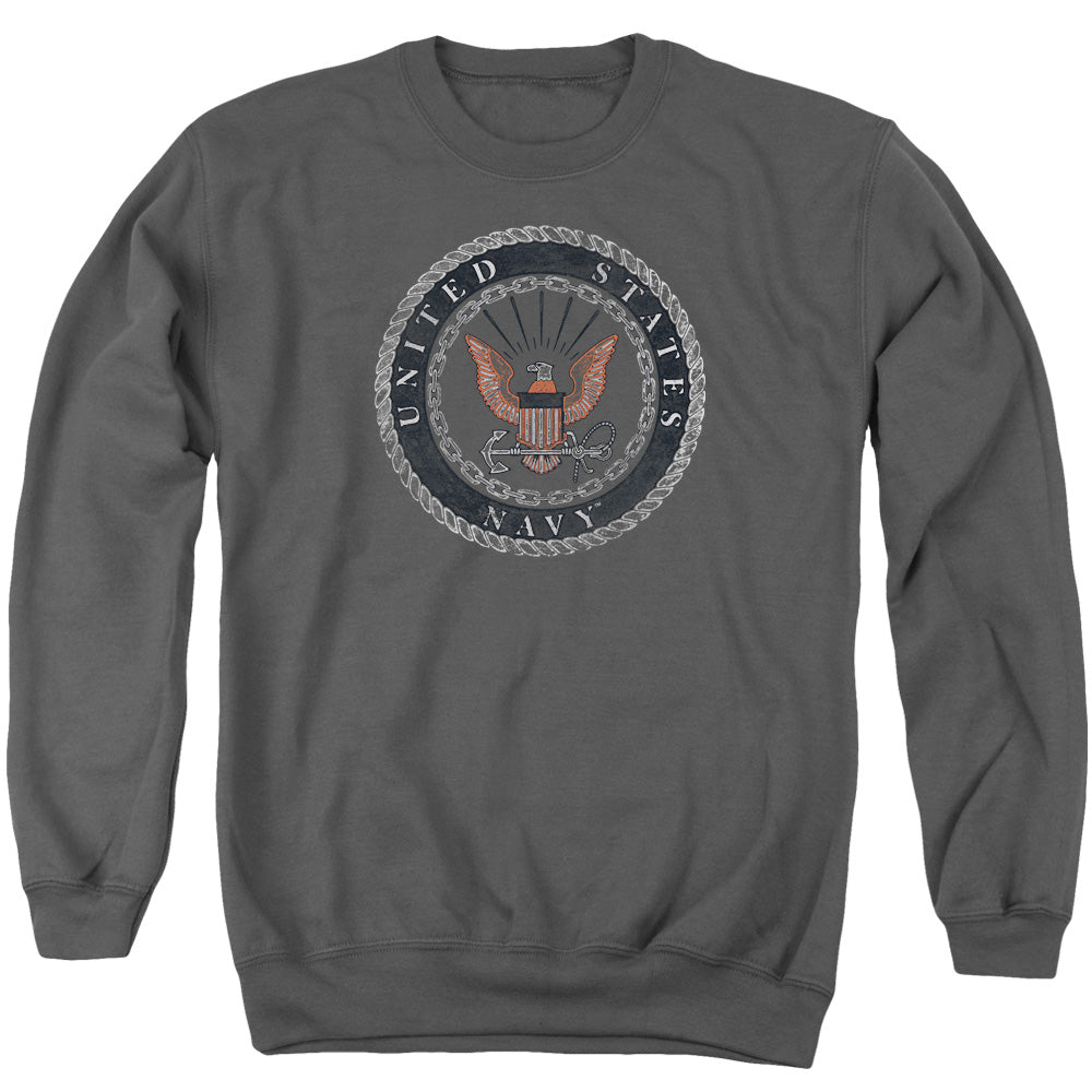 U.S Navy Rough Emblem Adult Unisex T Shirt Charcoal