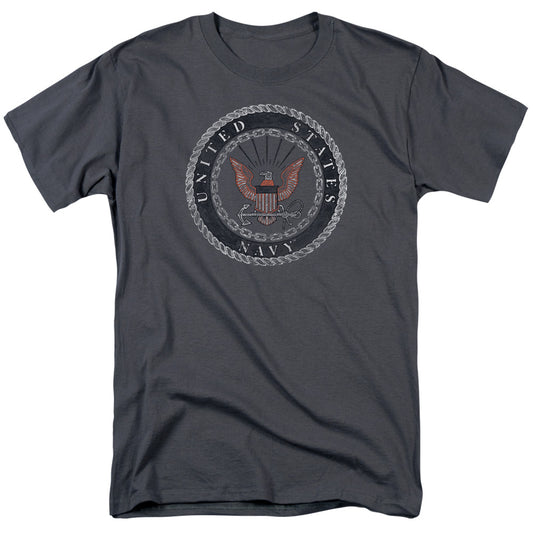 U.S Navy Rough Emblem Adult Unisex T Shirt Charcoal