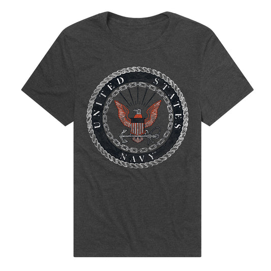 U.S Navy Rough Emblem Adult Unisex T Shirt Charcoal