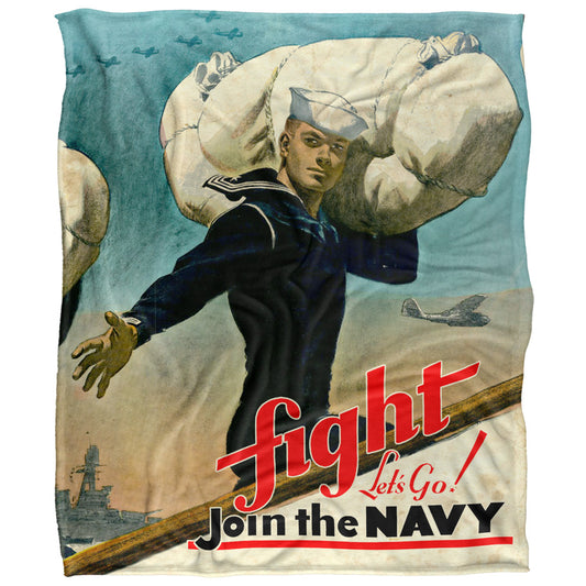 Navy Let's Go 50x60 Blanket