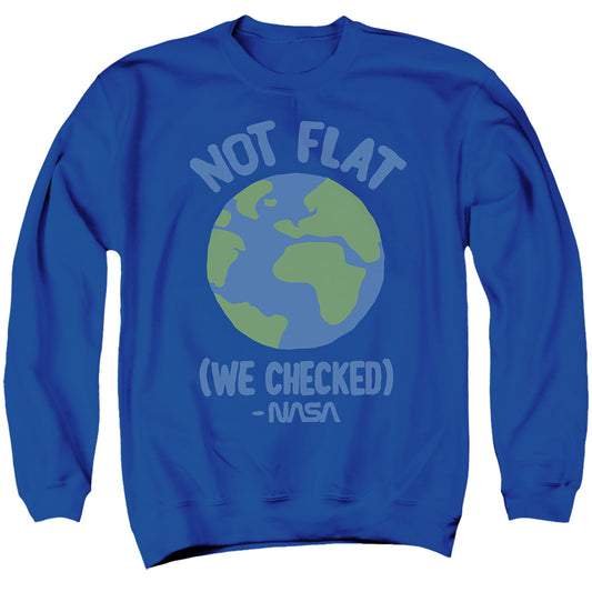 Nasa It's Round Adult Crewneck Sweatshirt Royal Blue