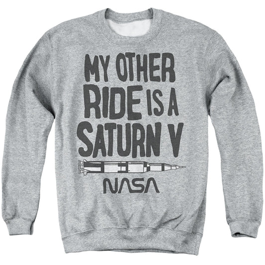 Nasa Race to Moon Adult Crewneck Sweatshirt Athletic Heather