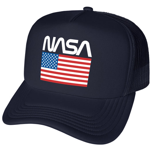 American Flag Worm Logo Trucker Hat