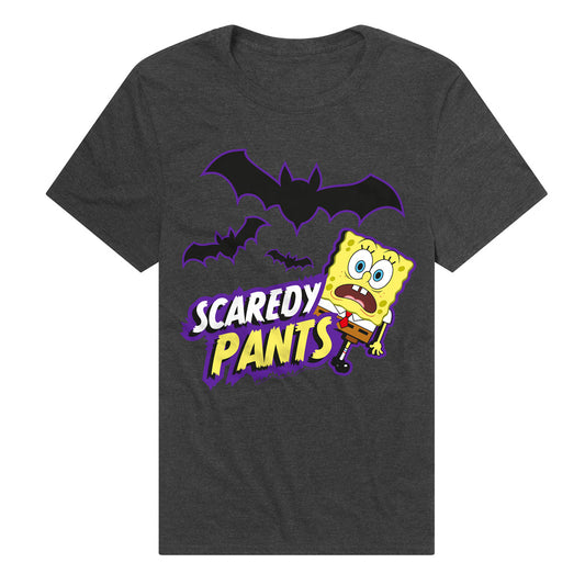 Spongebob Scaredy Pants Adult Unisex T Shirt Charcoal