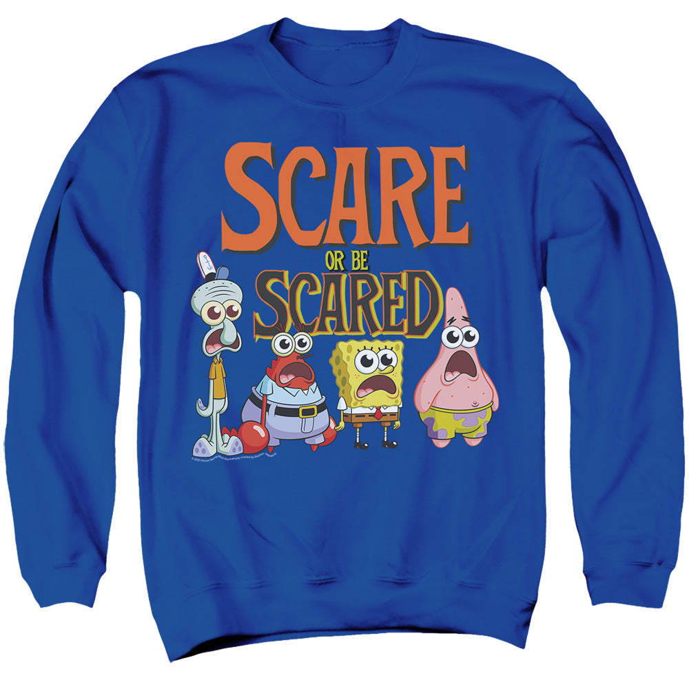 Spongebob Scare Or Be Scared Adult Unisex T Shirt Royal Blue