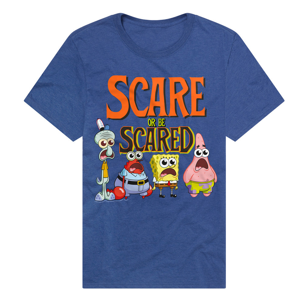 Spongebob Scare Or Be Scared Adult Unisex T Shirt Royal Blue