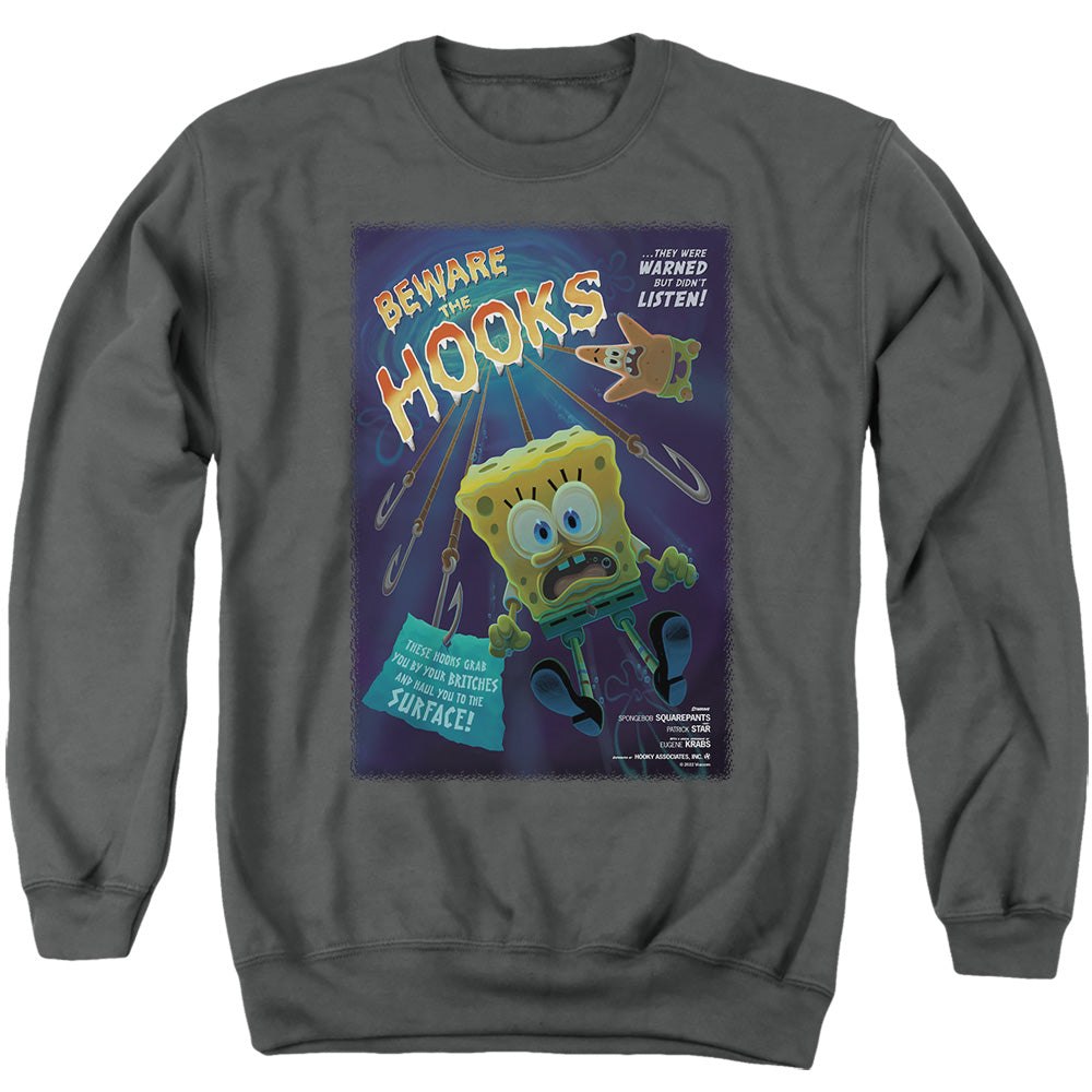 Spongebob Beware The Hooks Adult Unisex T Shirt Charcoal