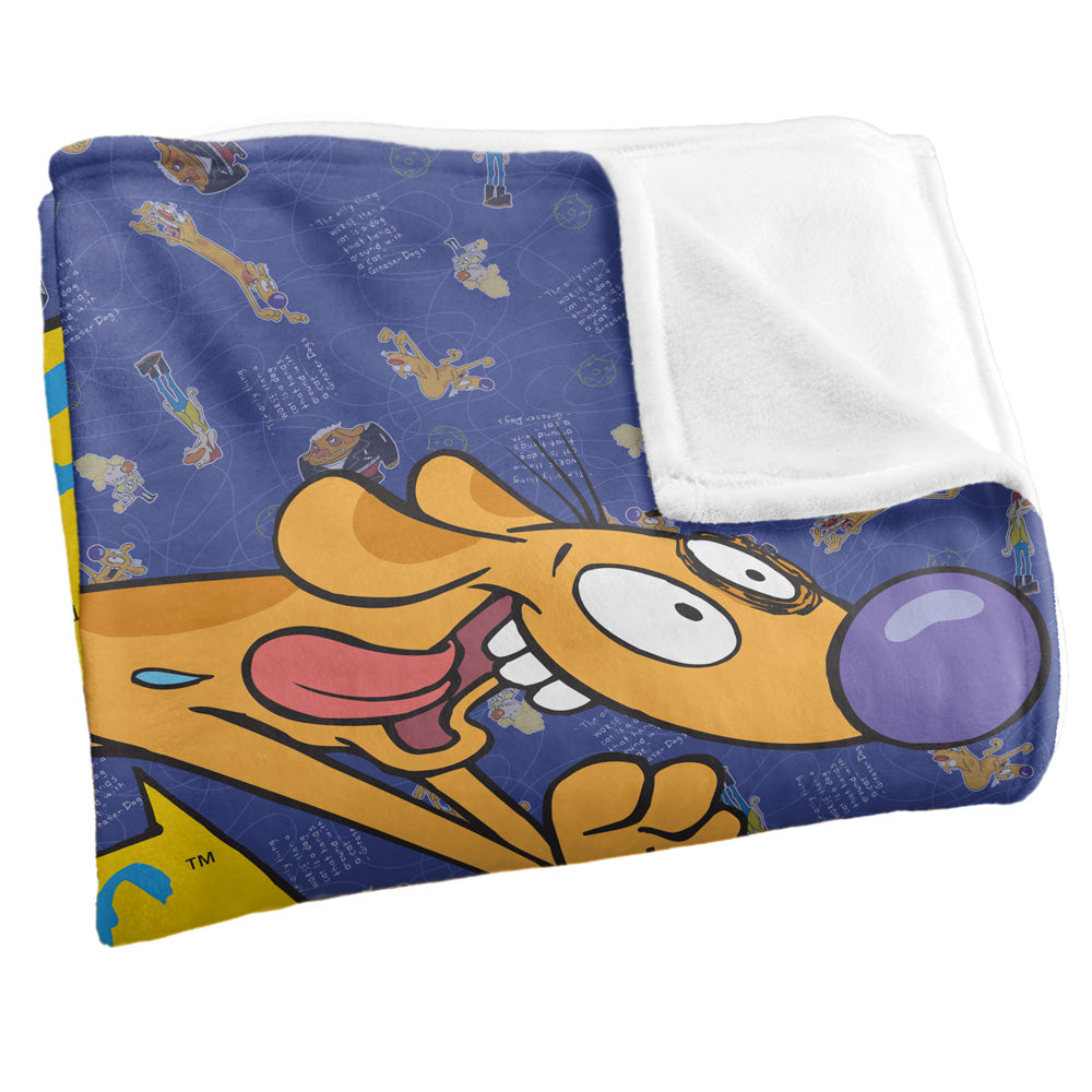 Catdog Running and Screaming 50x60 Blanket