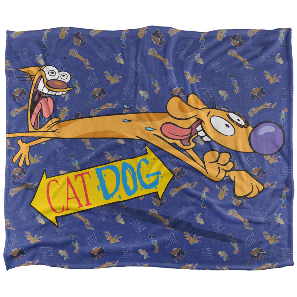 Catdog Running and Screaming 50x60 Blanket