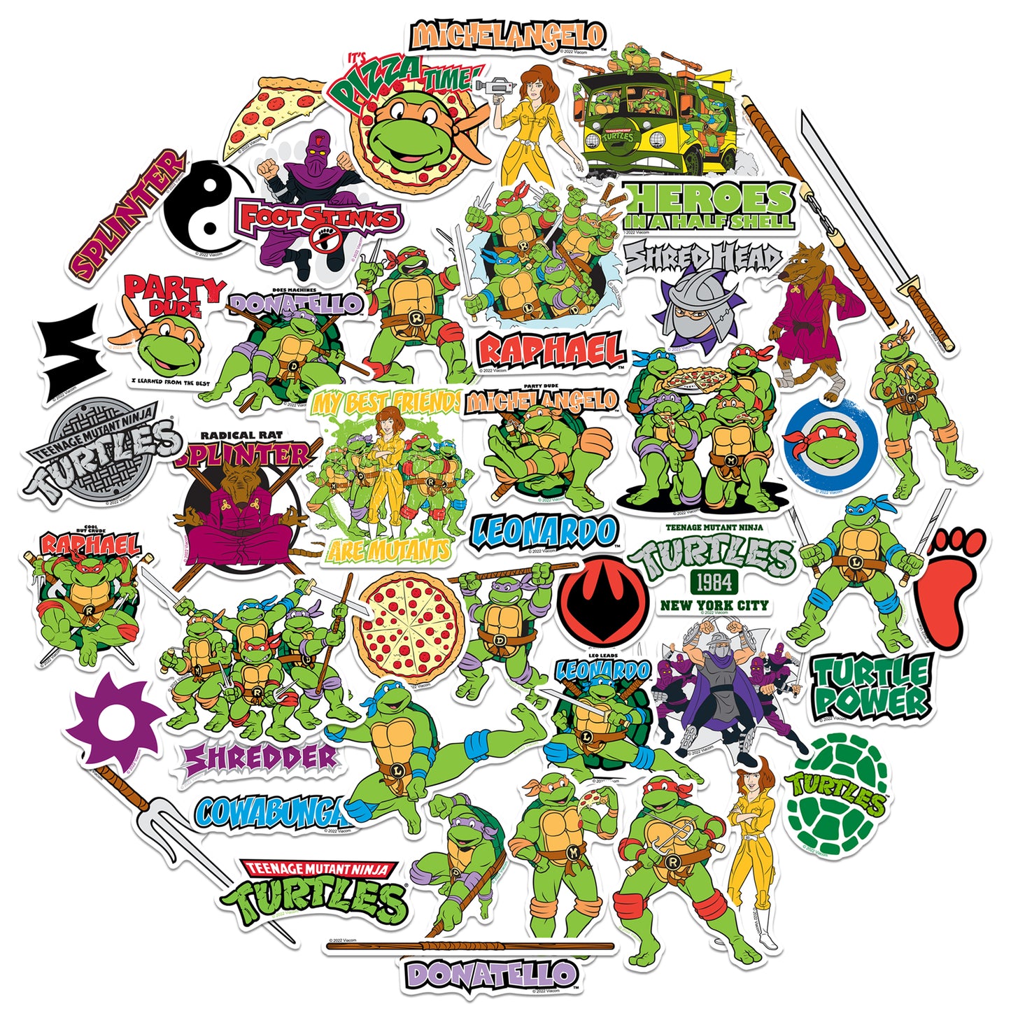 TMNT Vinyl Stickers 50-Pack