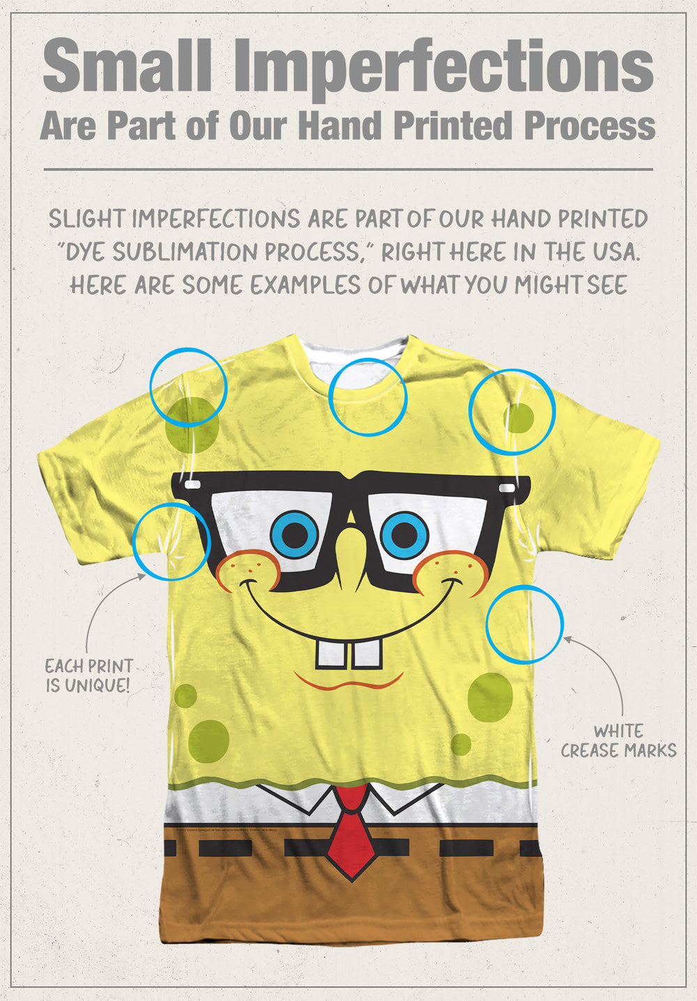 Spongebob Squarepants Nerd Face Double-Sided Sublimated Costume Adult T Shirt