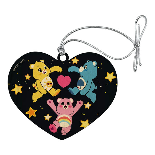 Care Bears: Unlock The Magic Funshine, Grumpy and Cheer Heart Love Wood Christmas Tree Holiday Ornament